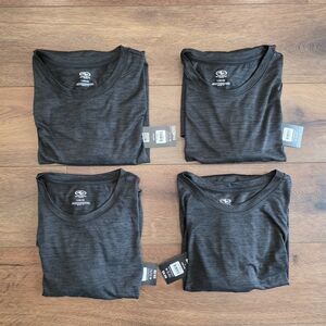 4 Pc Mens Shirt L Black Poly Jersey Short Sleeve Quick Dry Athletic Works